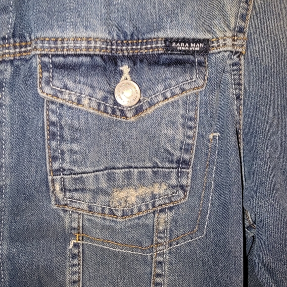 Zara Men's Denim Jacket Size Large RARE - Picture 4 of 6